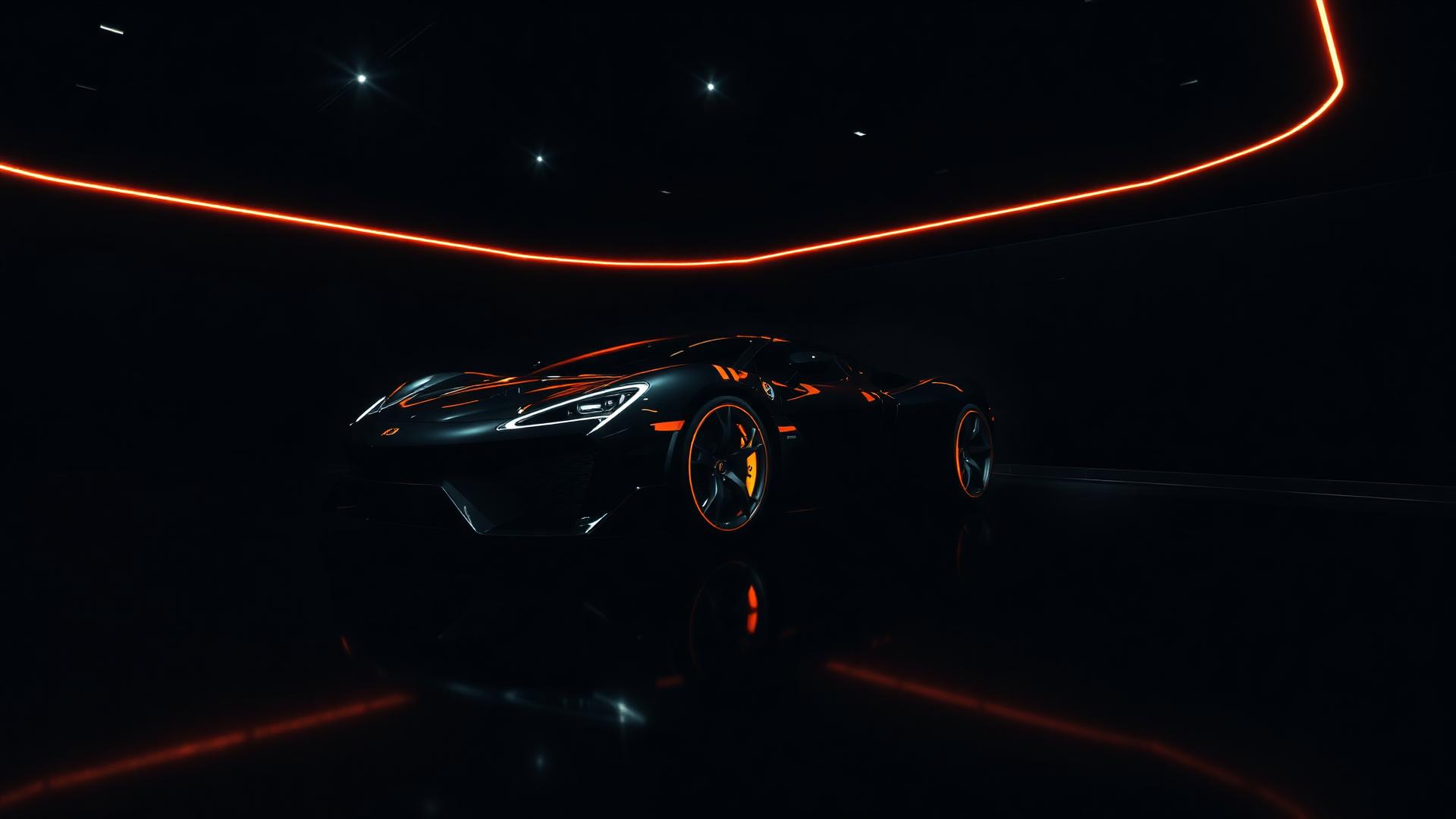 Premium car showroom interior at night